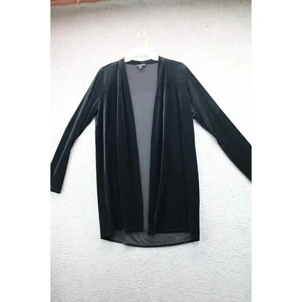 Women's J.Jill Whatever Collection Black Velvet Open Front Cardigan-Small